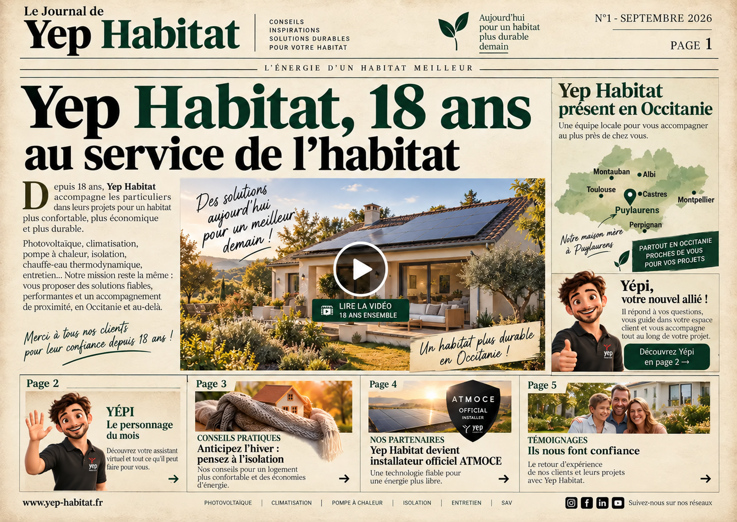 Page 1 du Journal de Yep Habitat : 18 ans au service de l'habitat