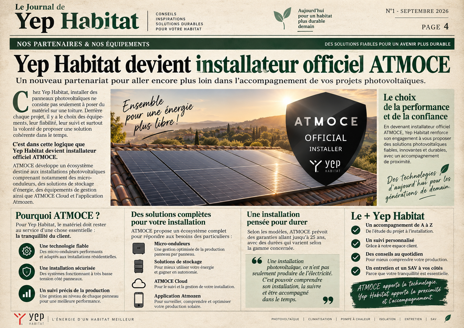 Page 4 du Journal de Yep Habitat : partenaire officiel ATMOCE